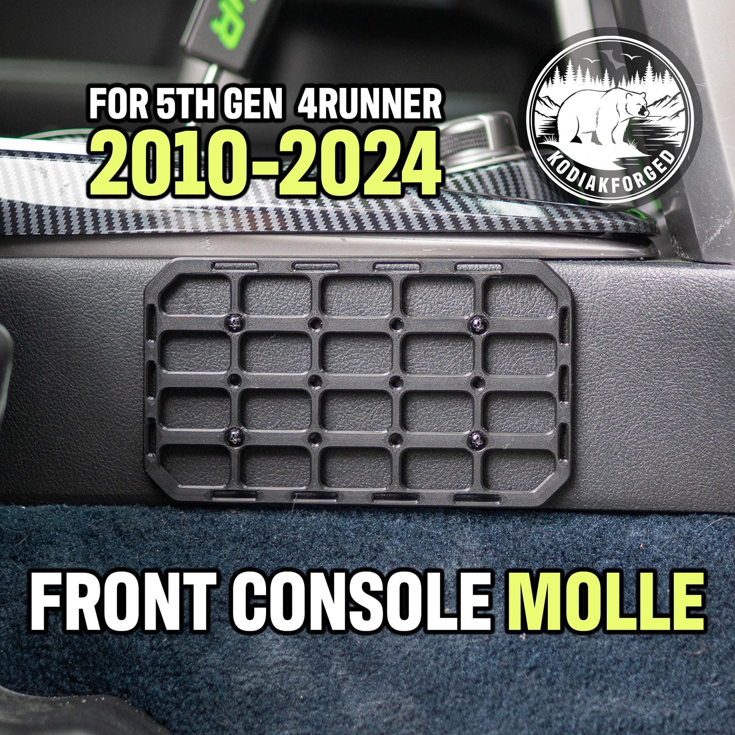 Front Console Molle | For Toyota 4Runner | 5th Gen | 3D Printed ASA Interior Storage Organizer | Tactical Gear Mount | Fits 2010-2024 |