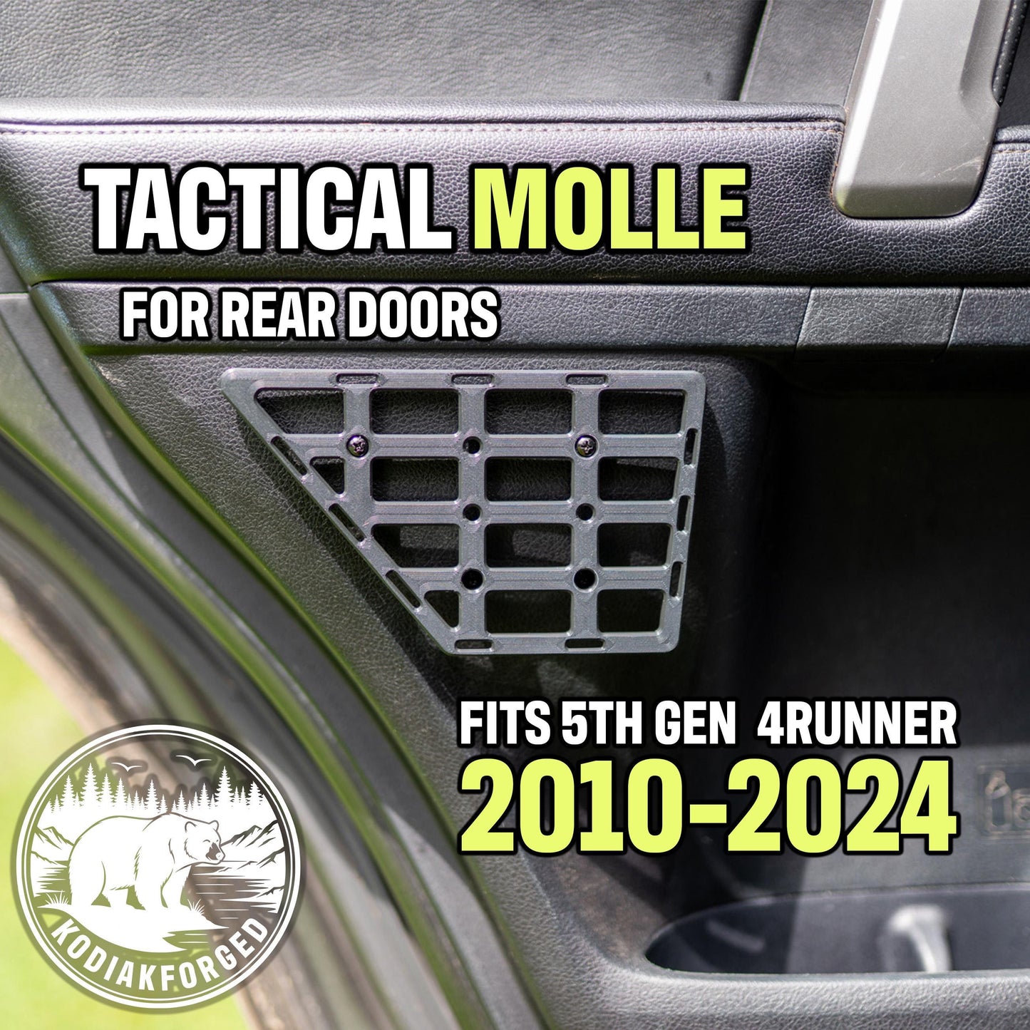 Rear Door Molle | For Toyota 4Runner | 5th Gen | 3D Printed ASA Interior Storage Organizer | Tactical Gear Mount | Fits 2010-2024 |