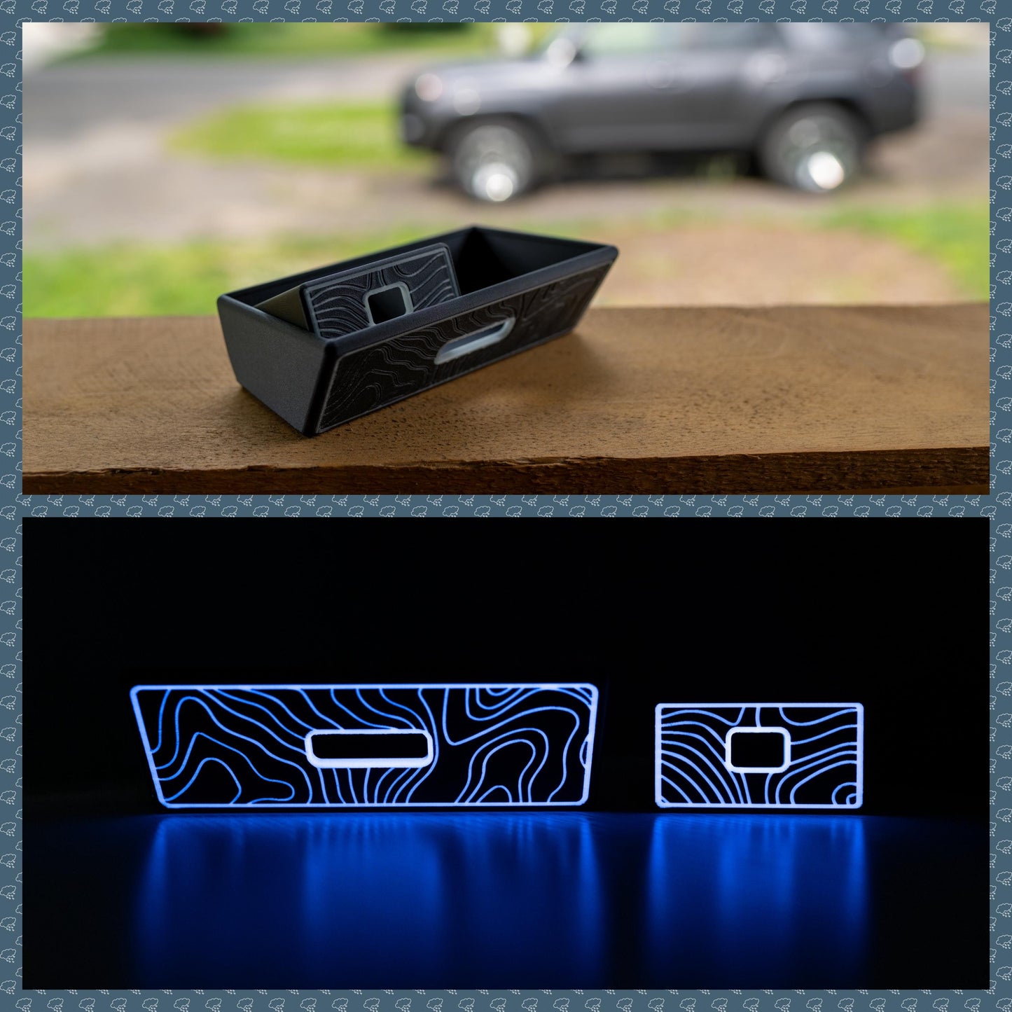 Glow Cubbies for 4Runner (2014+) 5th Gen | Carbon Fiber Drawers | Topographic