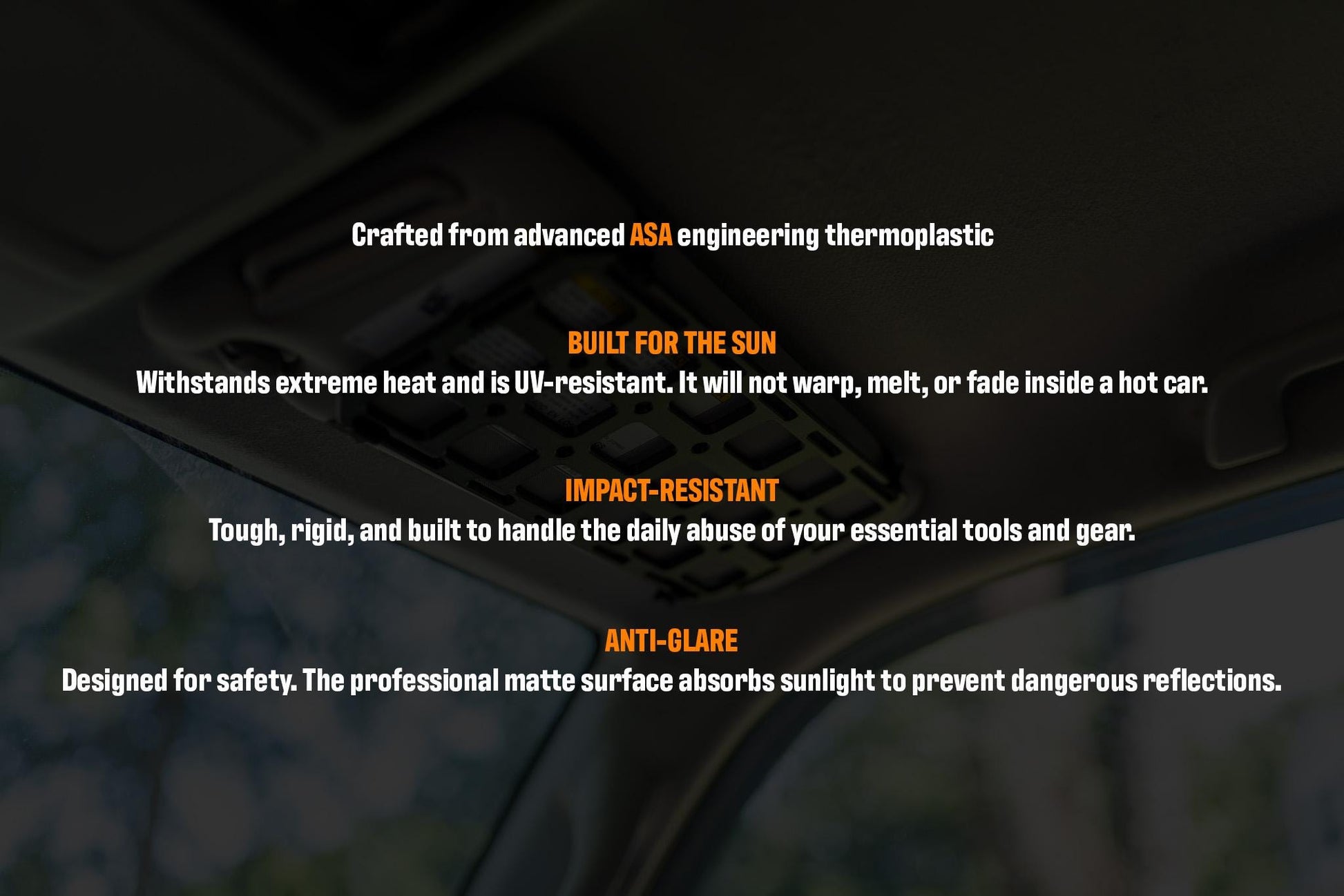 ASA Sun Visor MOLLE Panel | Universal Fit Car Organizer | Overlanding Storage | Durable