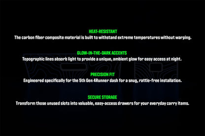 Glow Cubbies for 4Runner (2014+) 5th Gen | Carbon Fiber Drawers | Topographic