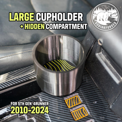 Hidden Stash Cup Holder | 5th Gen 4Runner (2010-2024) | Large Bottle Adapter | Screw-Top