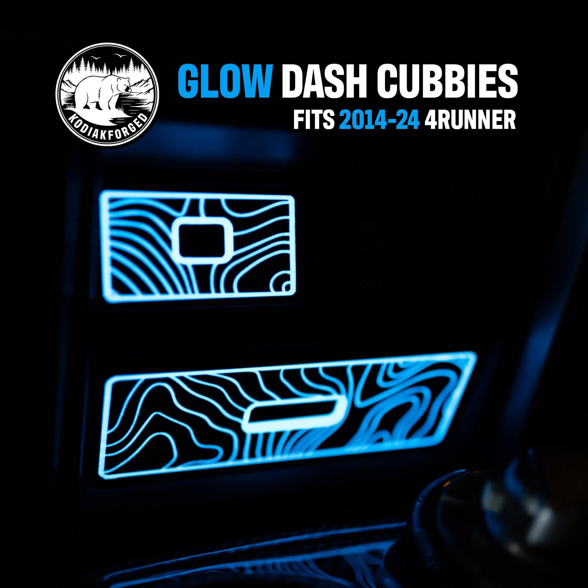 Glow Cubbies for 4Runner (2014+) 5th Gen | Carbon Fiber Drawers | Topographic