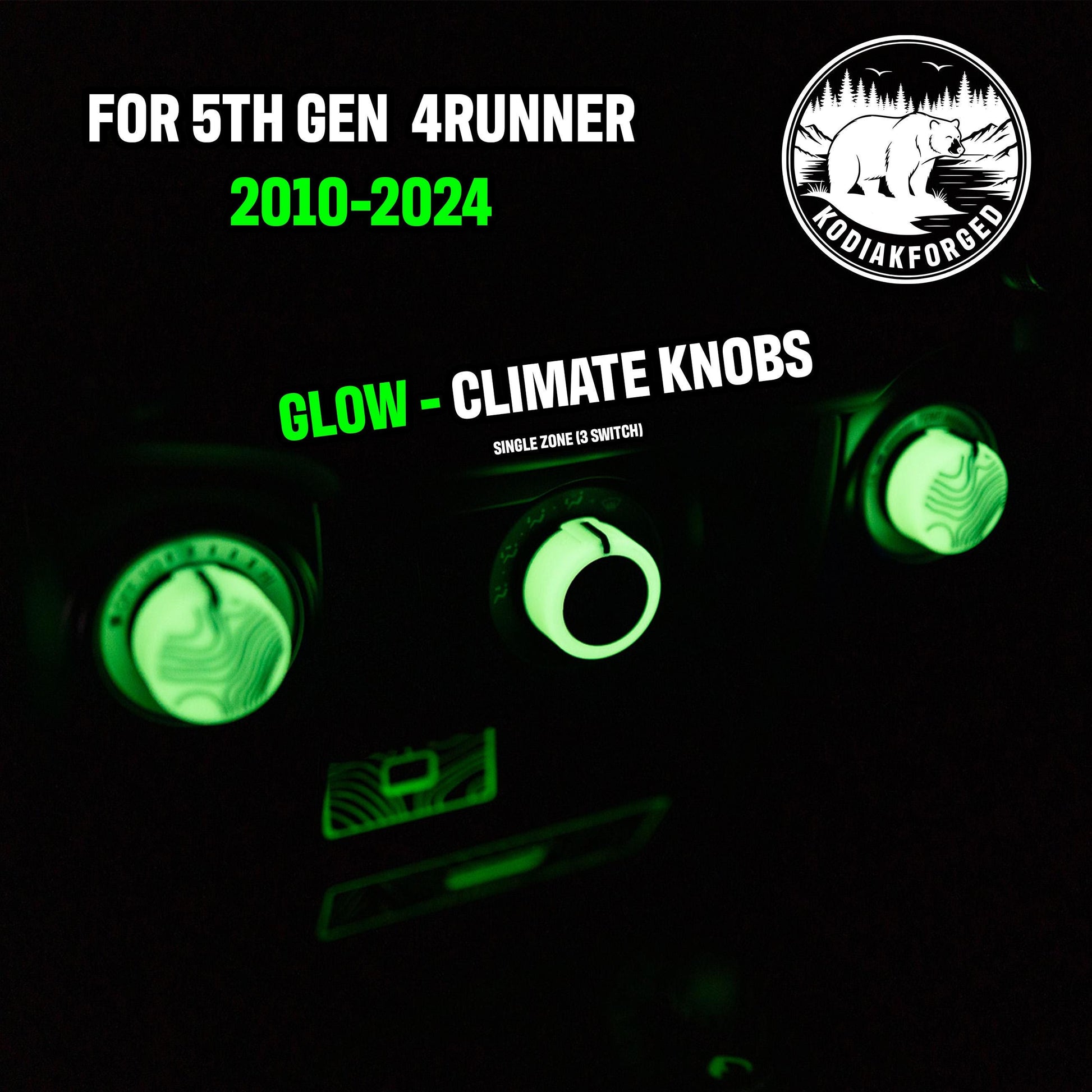 GLOW Climate Knobs for 4Runner (5th Gen, 2010+, Toyota) | Topographic | SINGLE-ZONE |