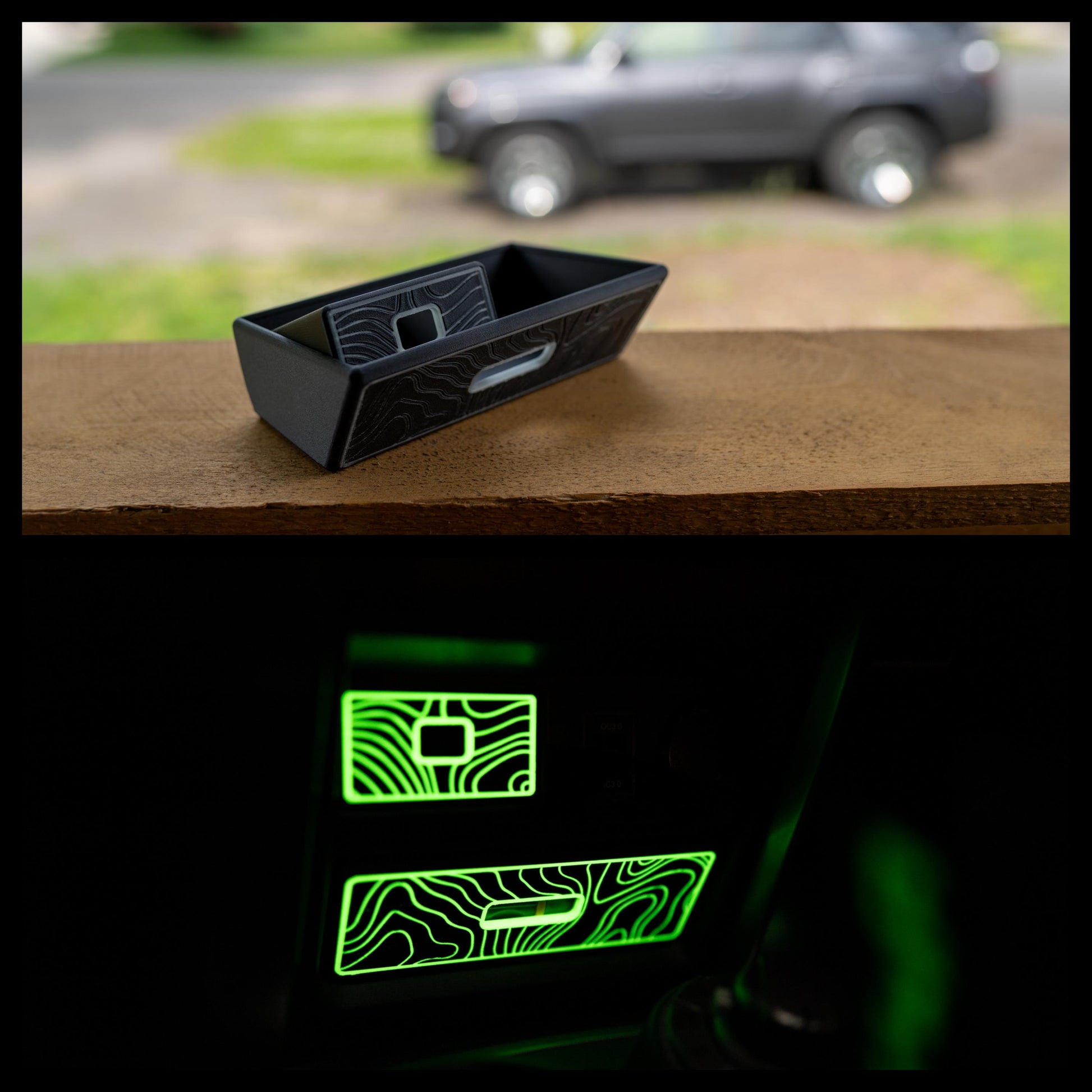 Glow Cubbies for 4Runner (2014+) 5th Gen | Carbon Fiber Drawers | Topographic