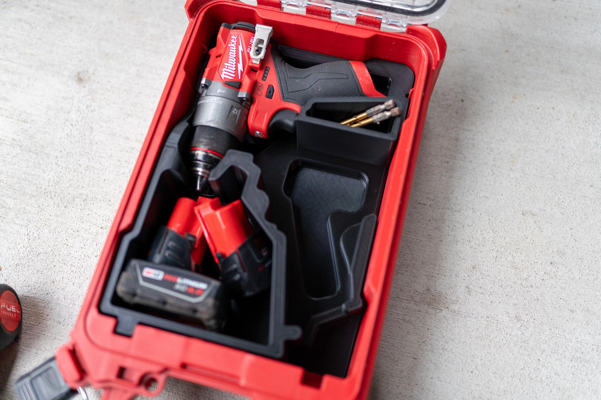 Drill & Impact Insert for Milwaukee Packout Compact Organizer 48-22-8435 | Fits M12 FUEL 3404 Hammer Drill 3453 Impact Driver | 3D Printed