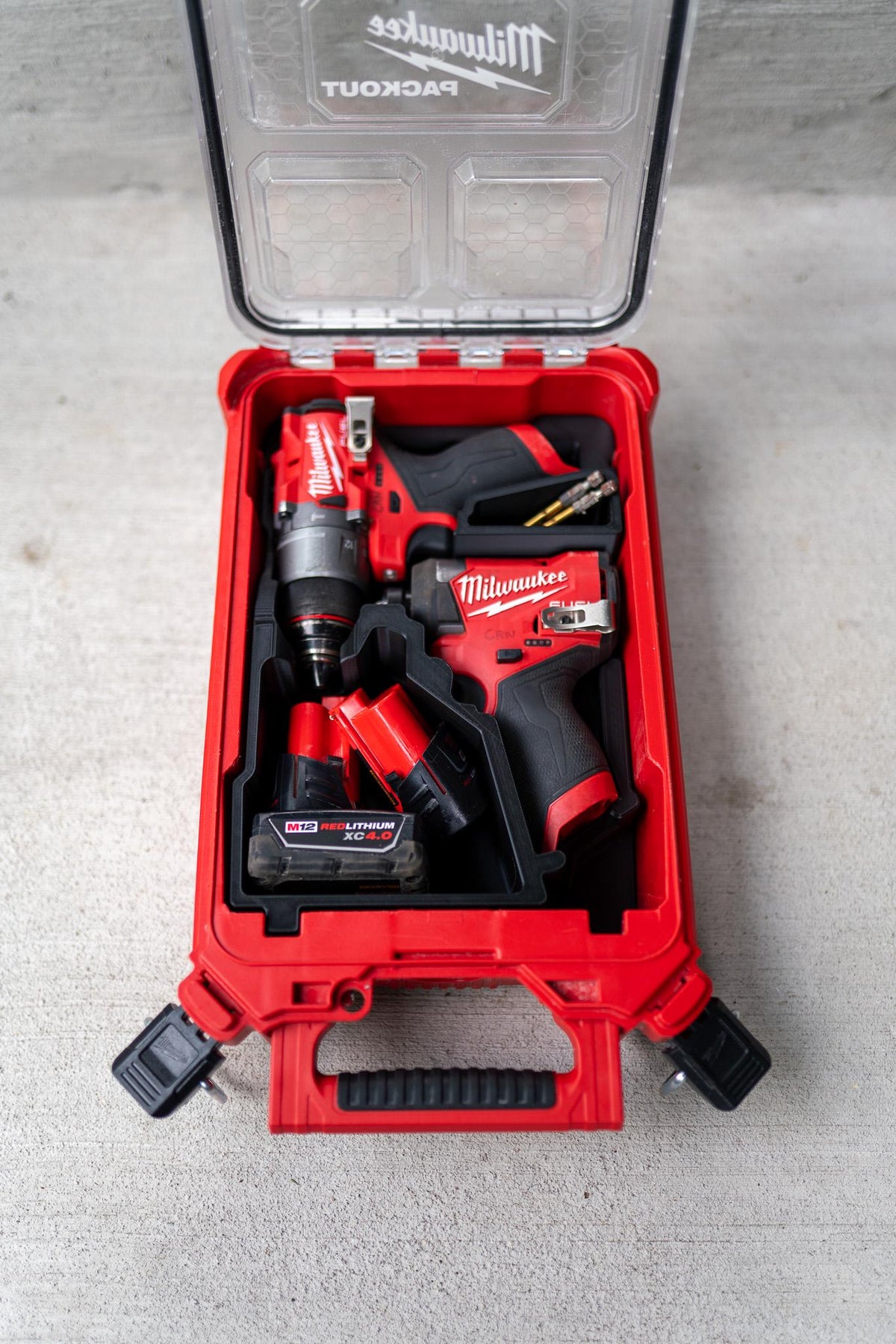 Drill & Impact Insert for Milwaukee Packout Compact Organizer 48-22-8435 | Fits M12 FUEL 3404 Hammer Drill 3453 Impact Driver | 3D Printed