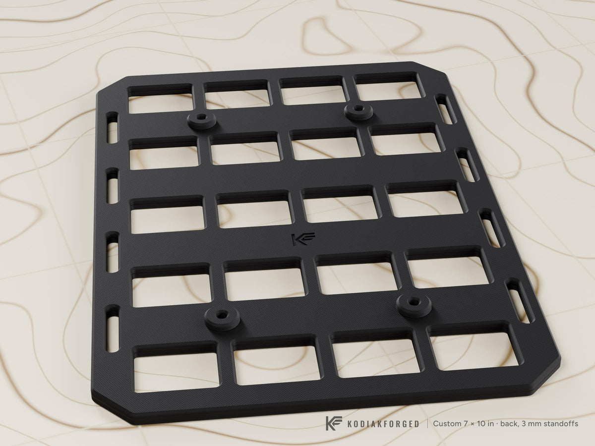 MOLLE Panel for Hard Case Lids, Custom Sizes, Rigid PALS Grid Panel, Matte Black ASA, Case Lid Organizer