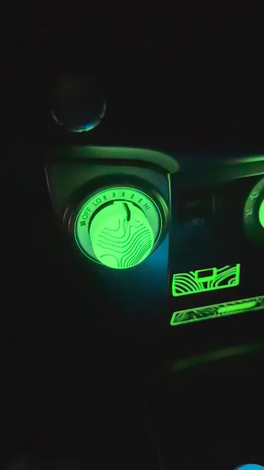 Climate Knobs for 4Runner (5th Gen, 2010+, Toyota) | Topographic | SINGLE-ZONE | Glow in the dark